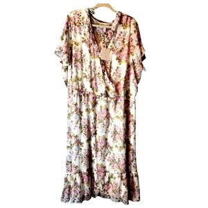 LC Lauren Conrad Floral Midi Dress - Pink and Green